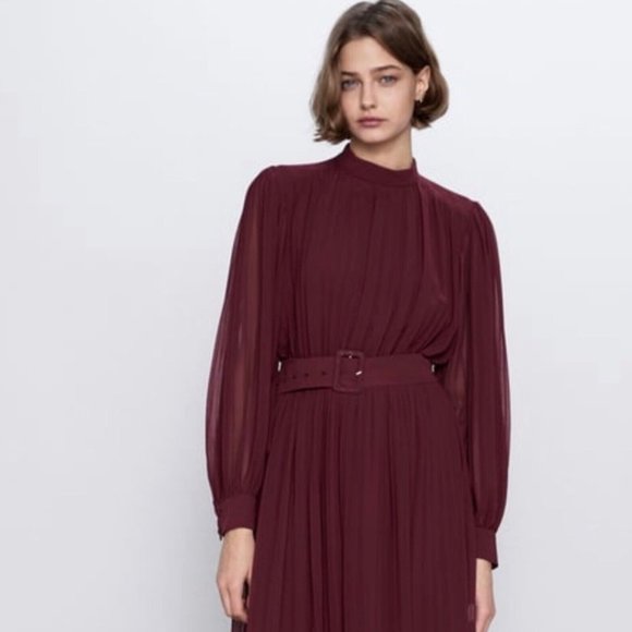 ZARA | Midi Dress with Belt (NWT) - Picture 5 of 11